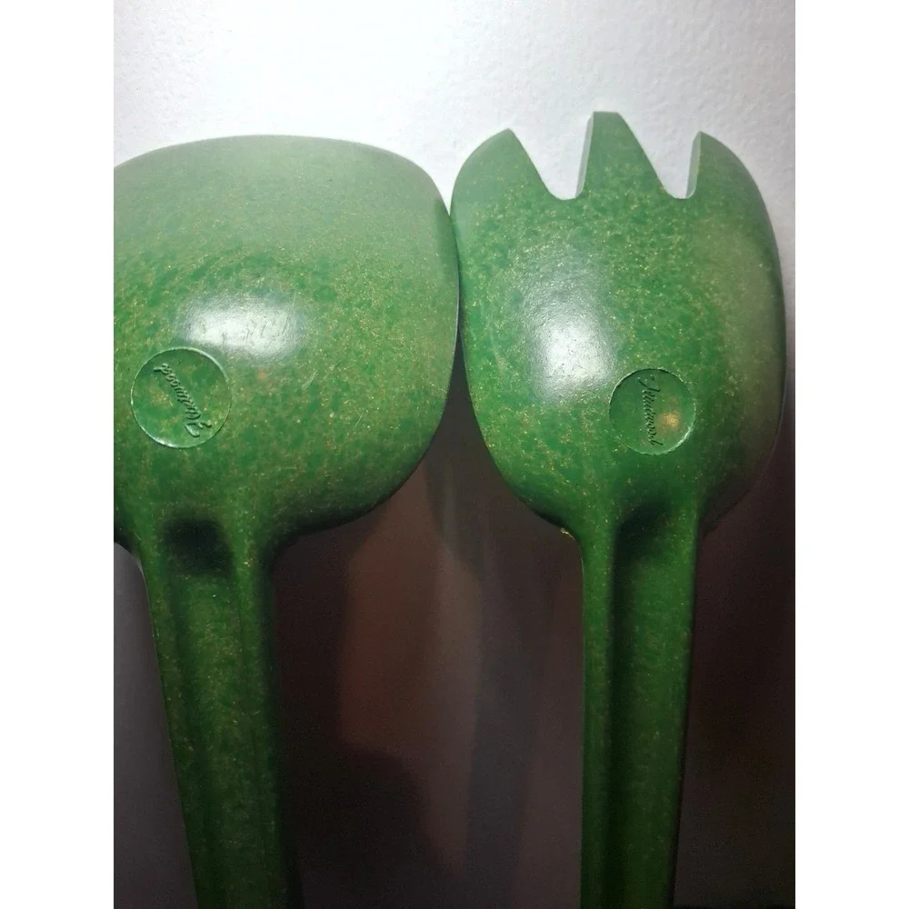Vintage‎ green flintwood salad serving utensils